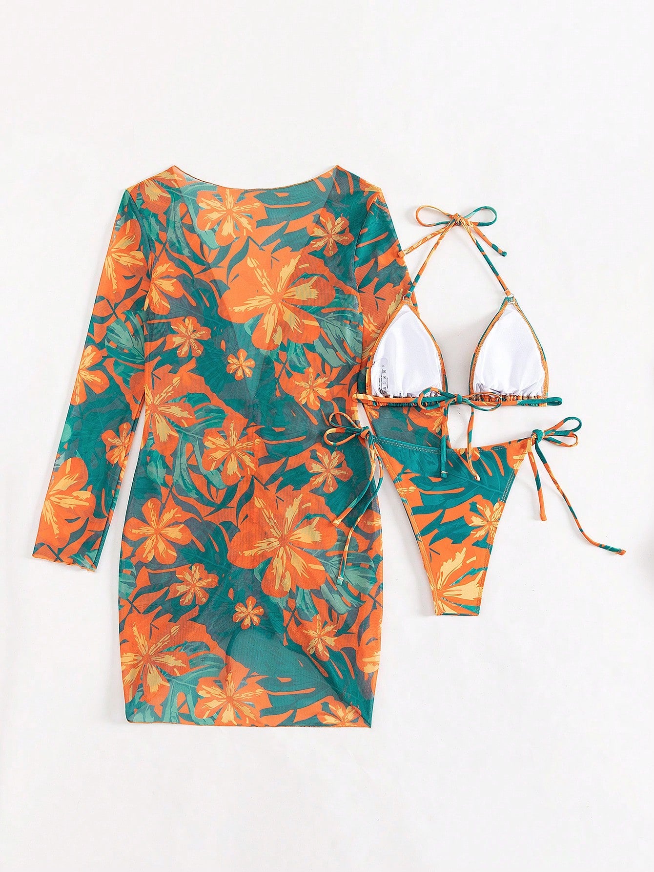 Tropical Print Halter Bikini Multicolor
