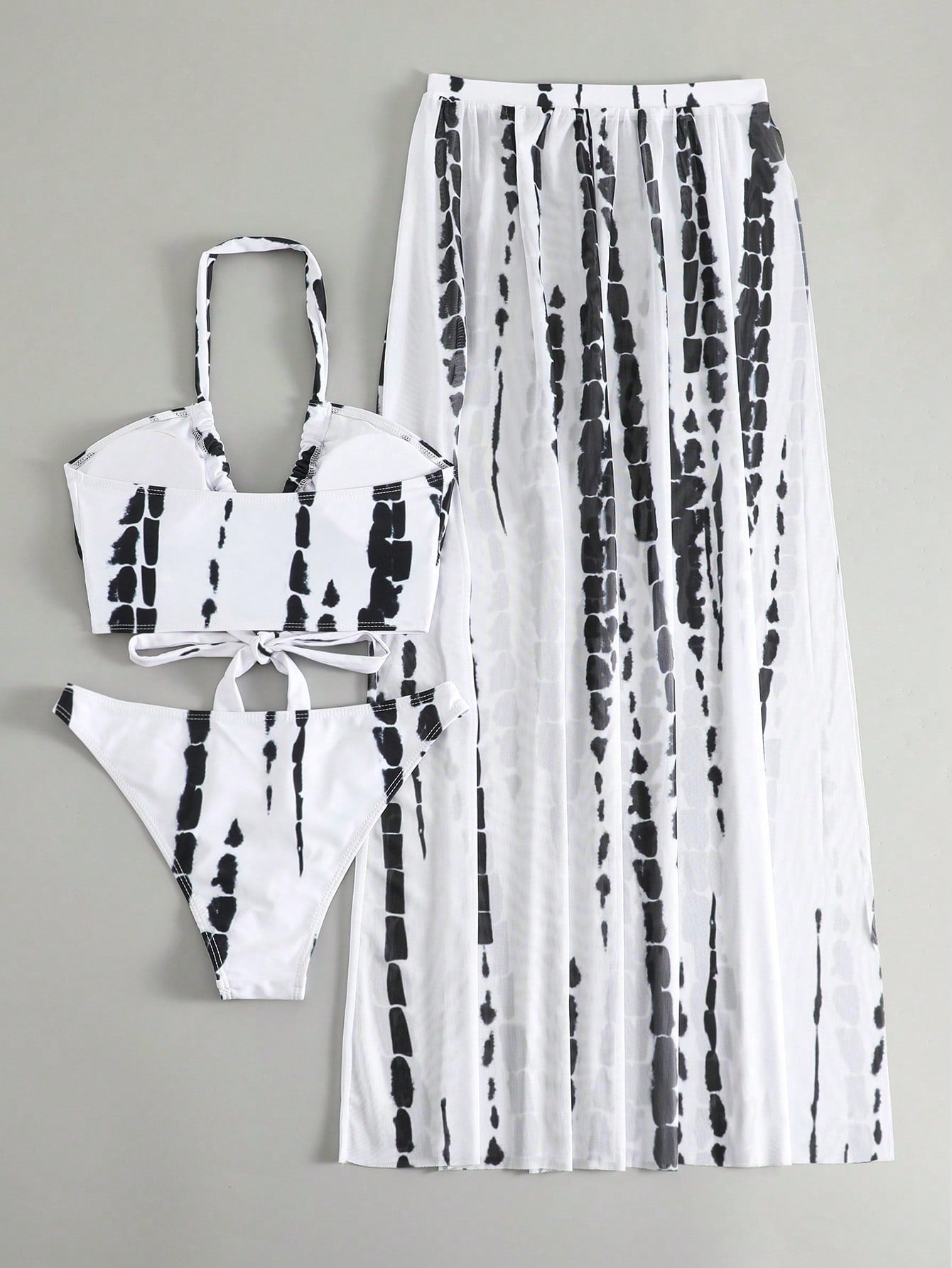Tie Dye Bikini Black White