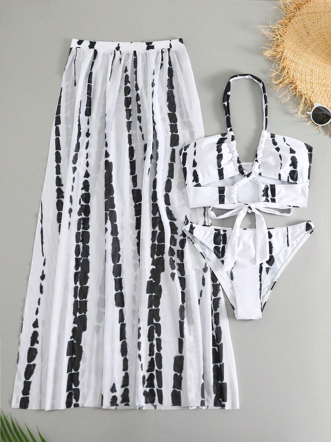 Tie Dye Bikini Black White