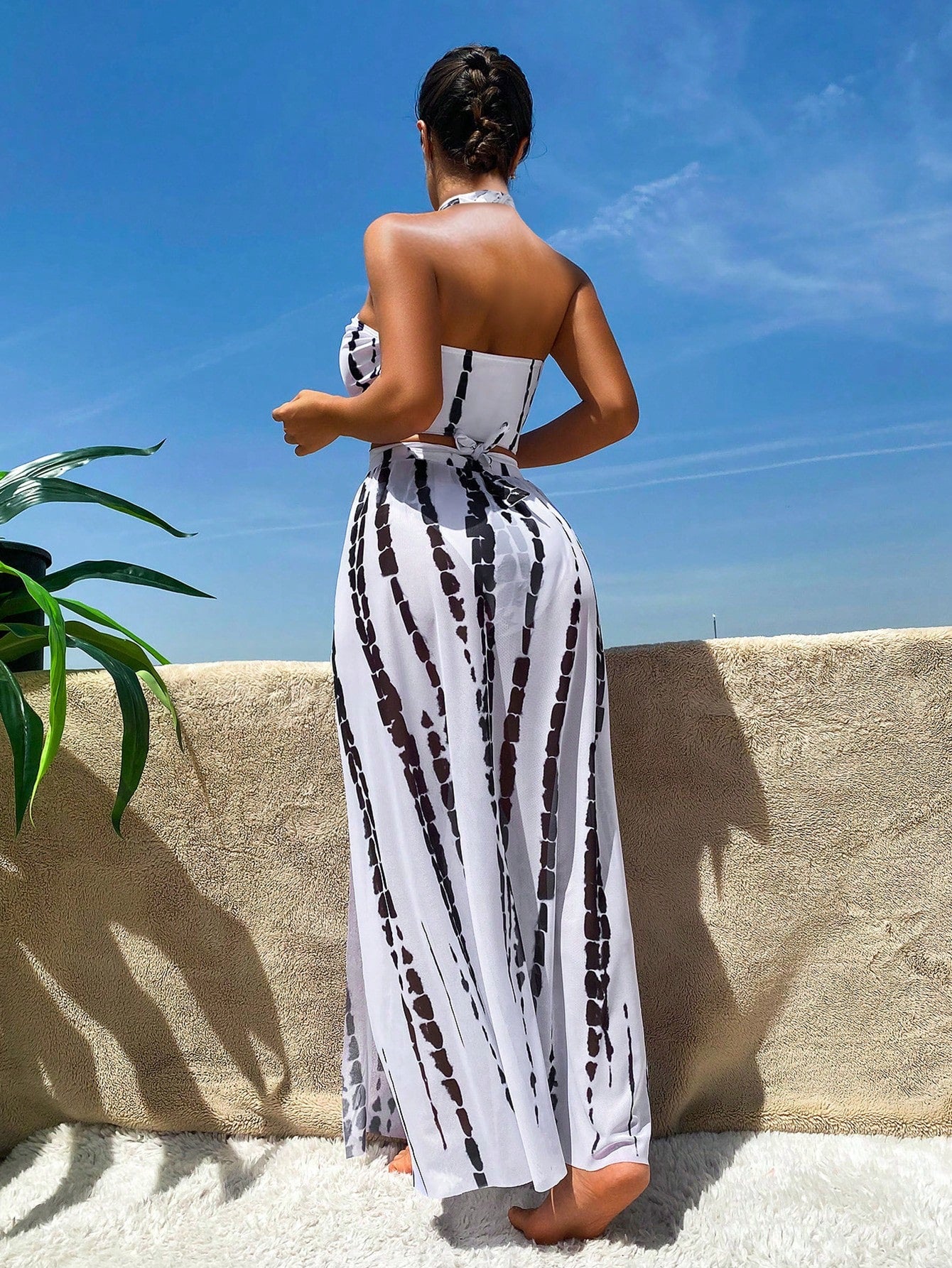 Tie Dye Bikini Black White