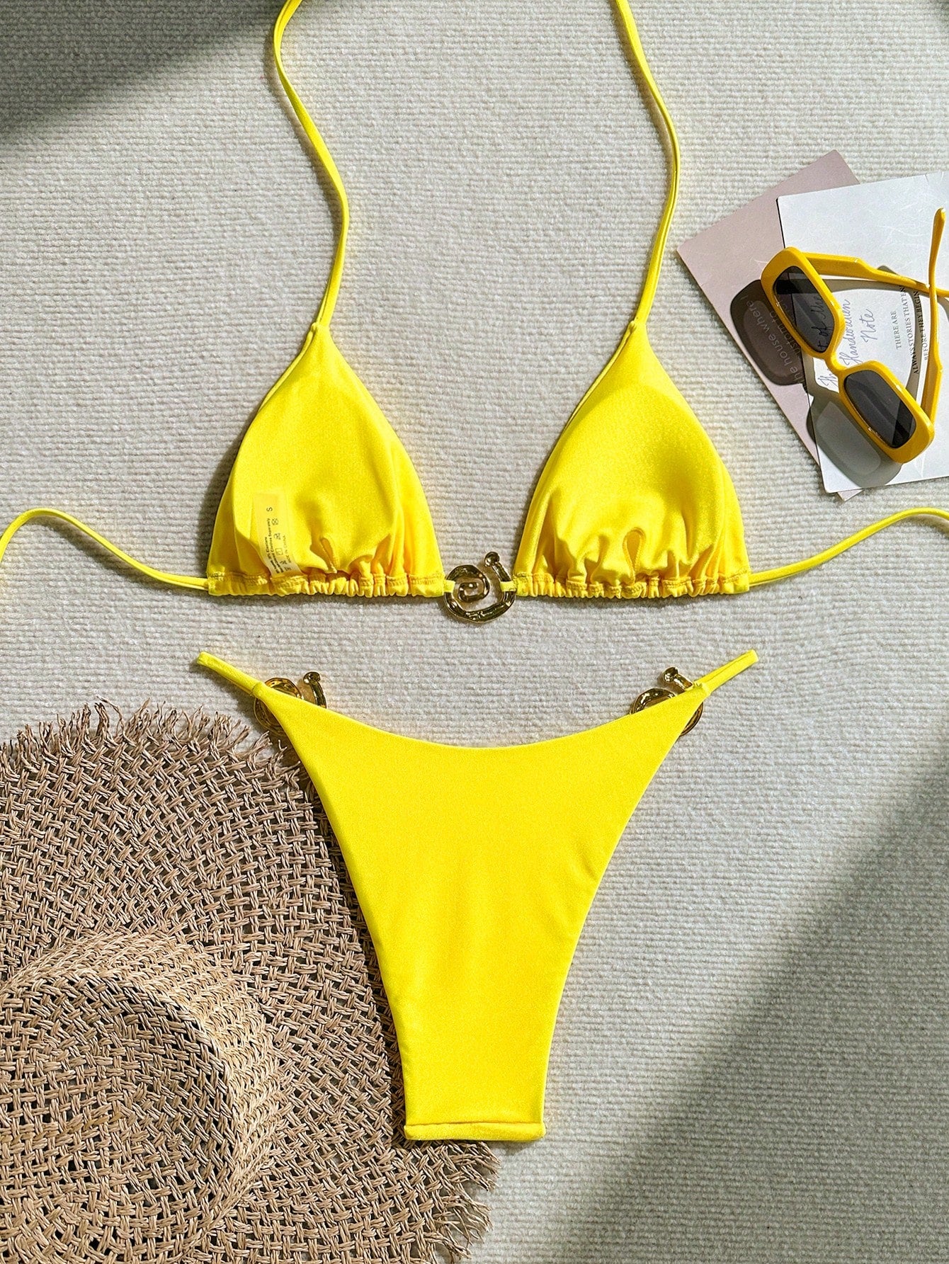 Summer Solid Color Bikini Yellow
