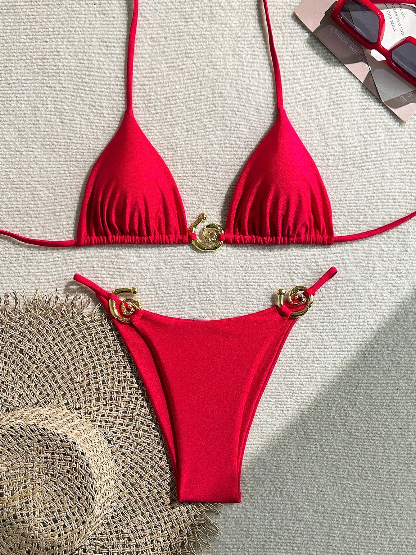 Solid Color Bikini Red