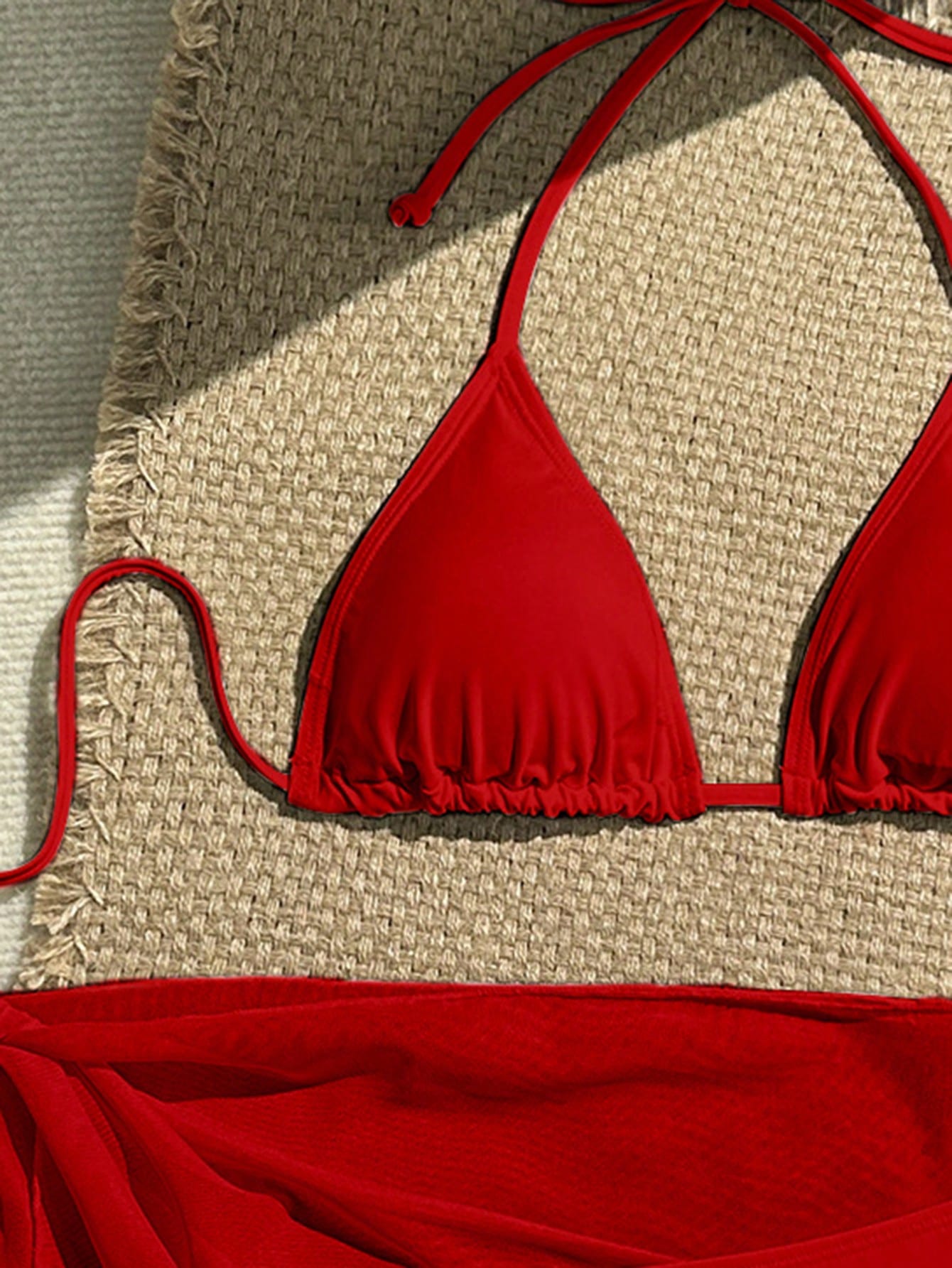 Red Spaghetti Strap Star Bikini