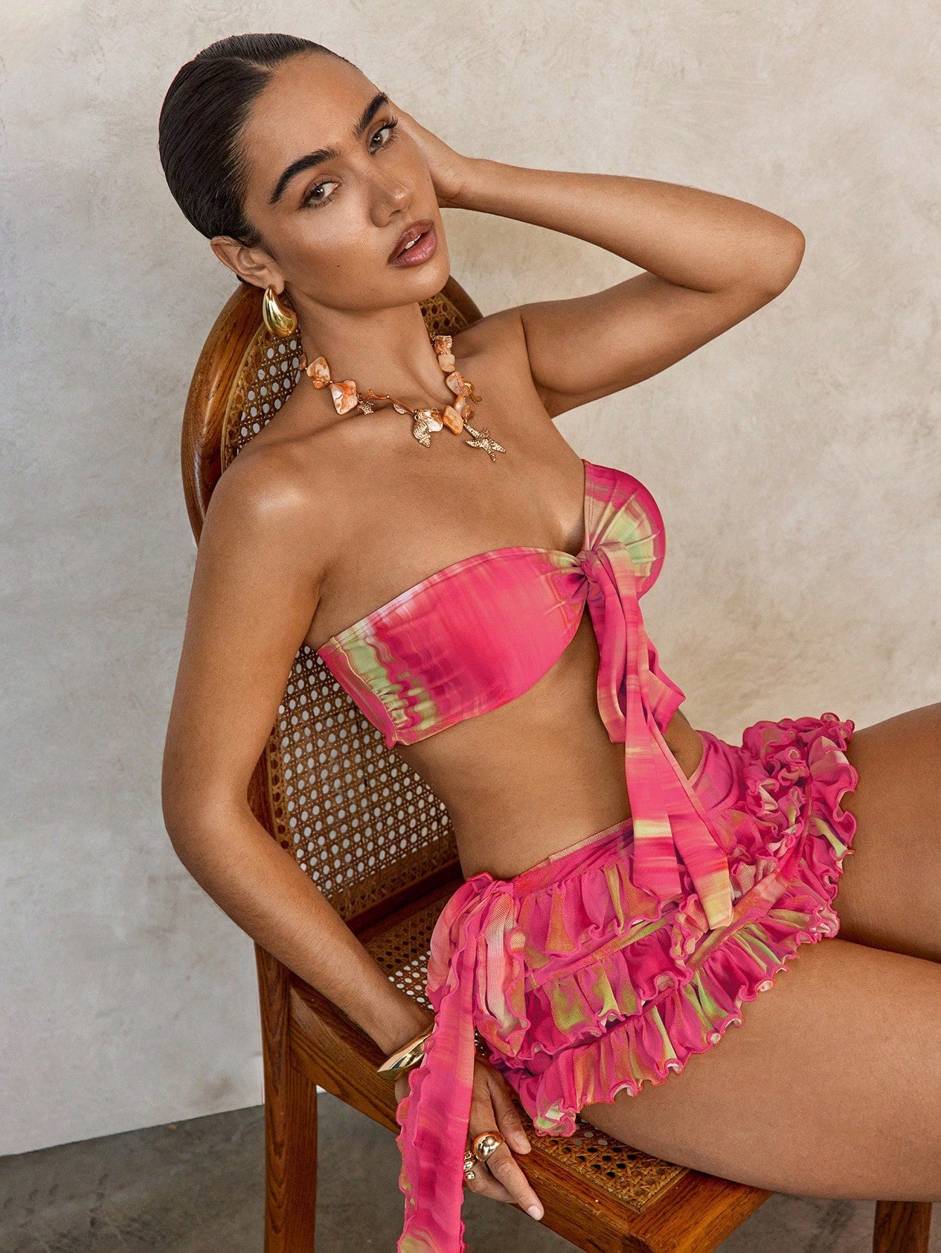 Three-Piece Tie Dye Bikini Pink
