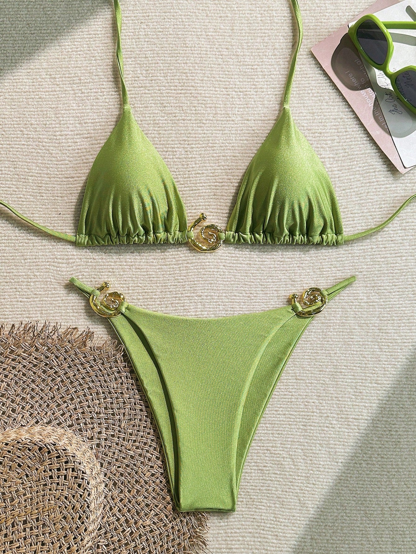 Solid Color Bikini Green