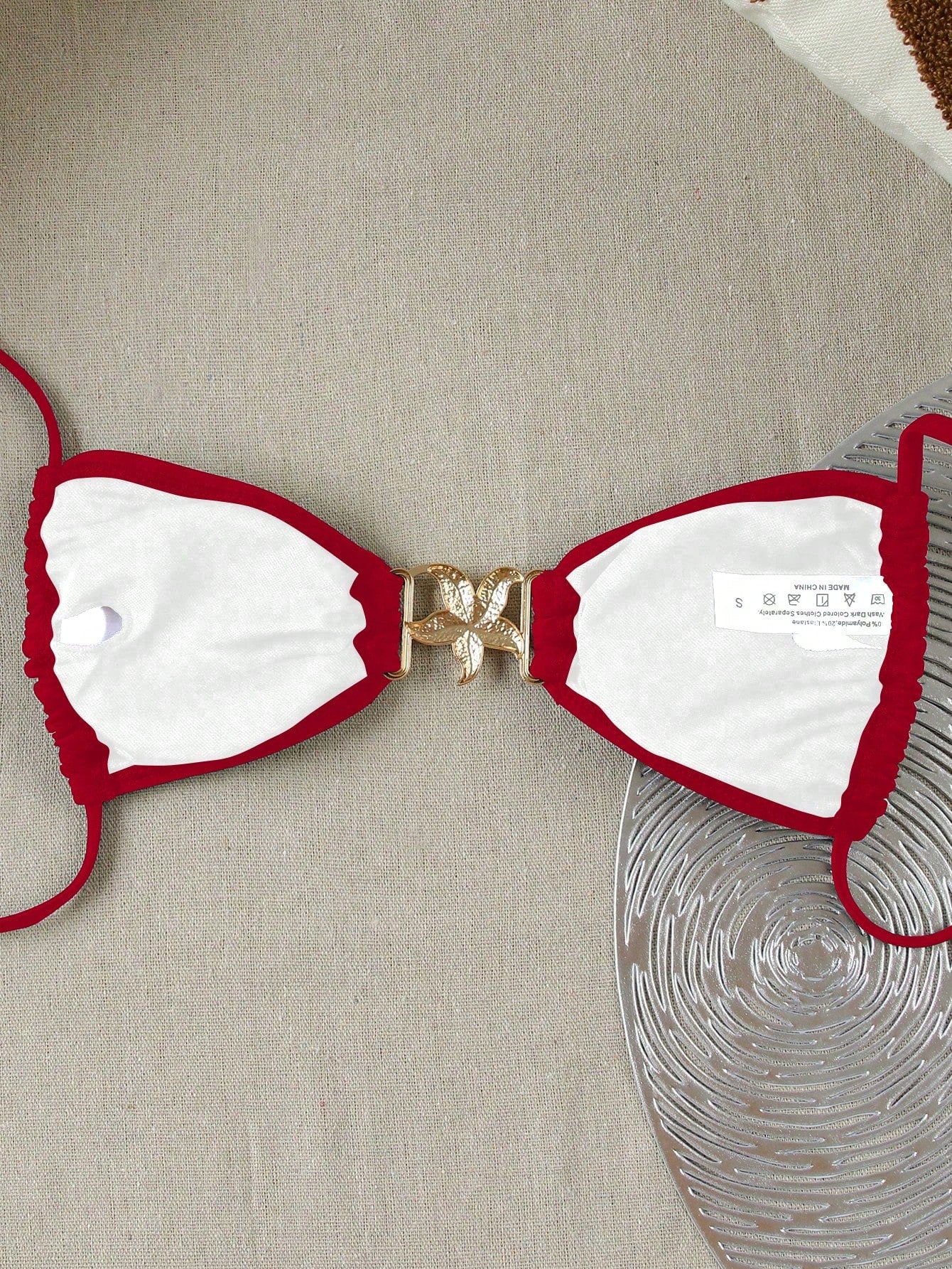 Ruby Metal Decor Bikini Top Red