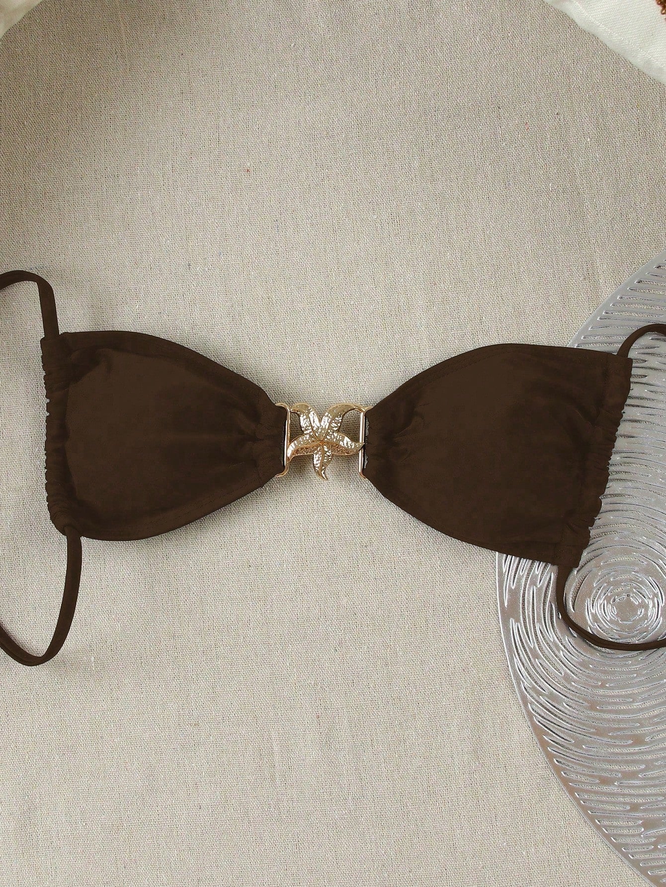 Sahara Solid Sexy Bikini Top Khaki