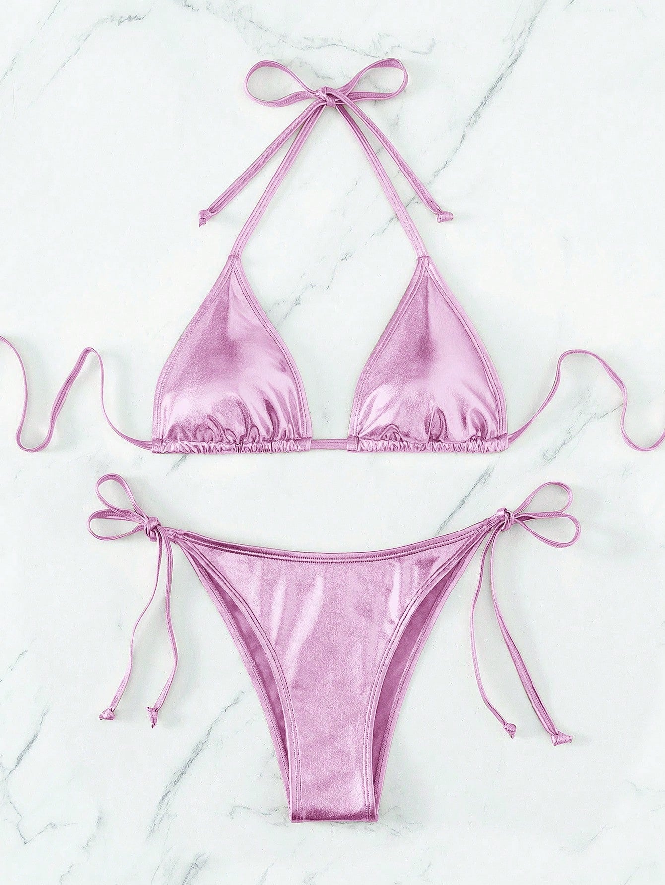 Solid Color Bikini Mauve Purple