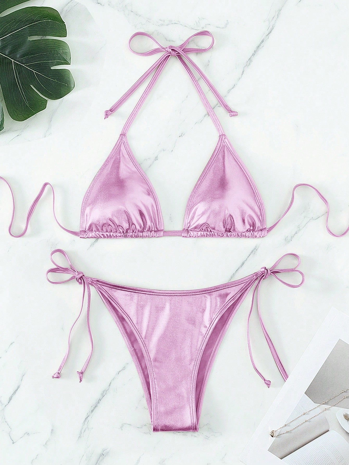 Solid Color Bikini Mauve Purple