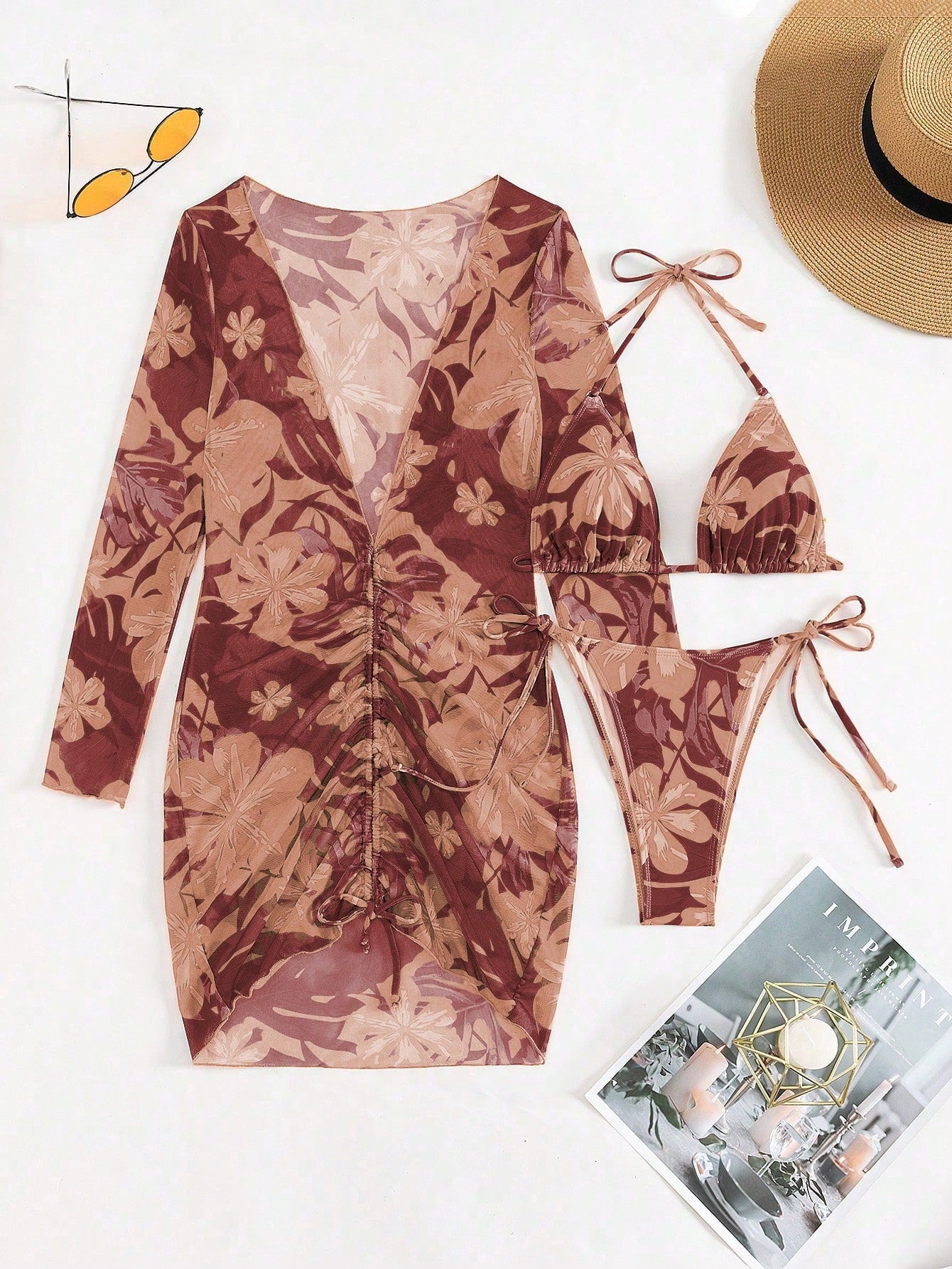 Printed Bikini Set Brown