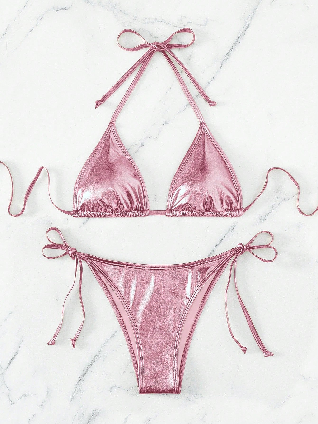 Halter Tie-Up Bikini Pink