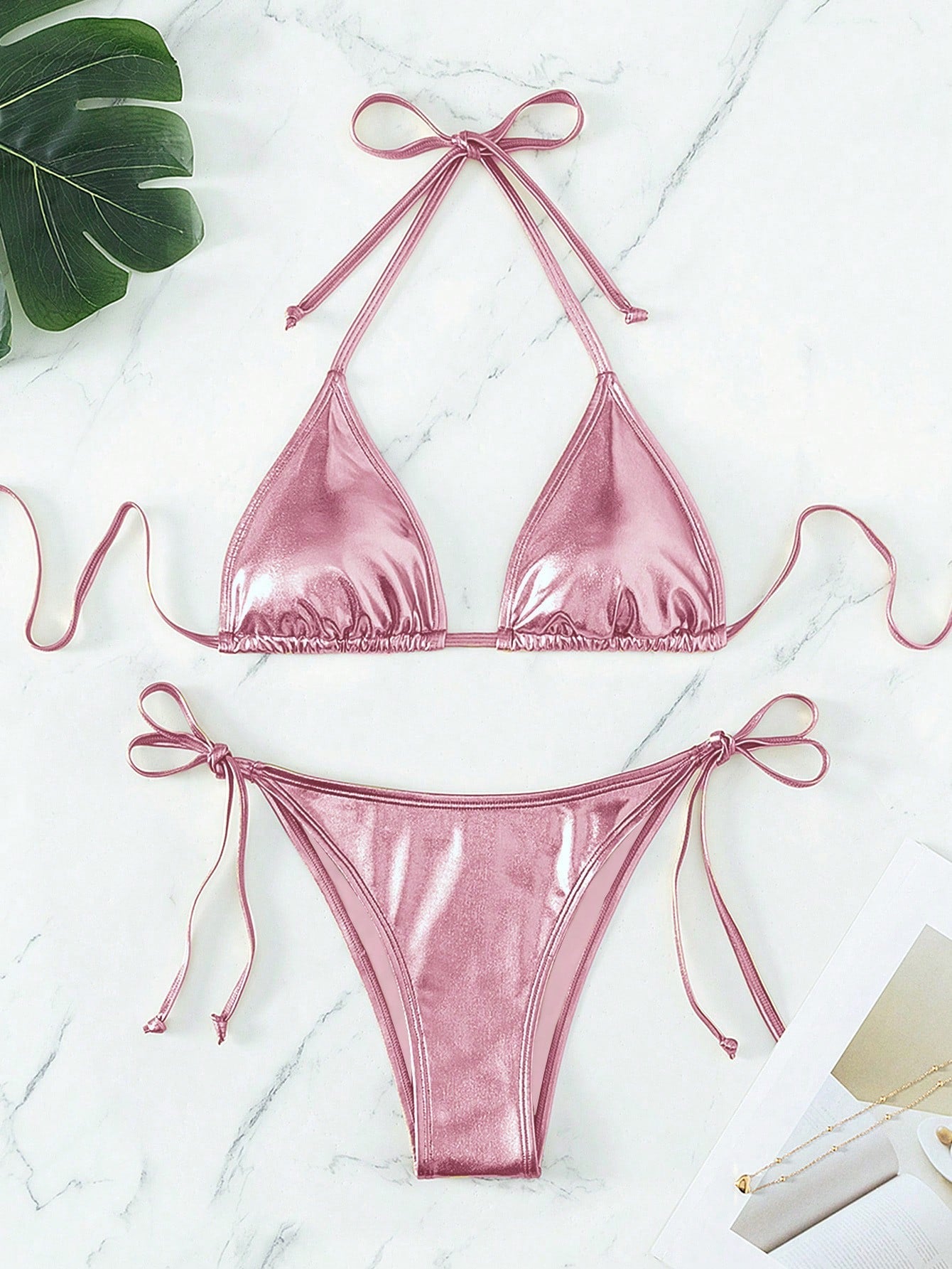 Halter Tie-Up Bikini Pink