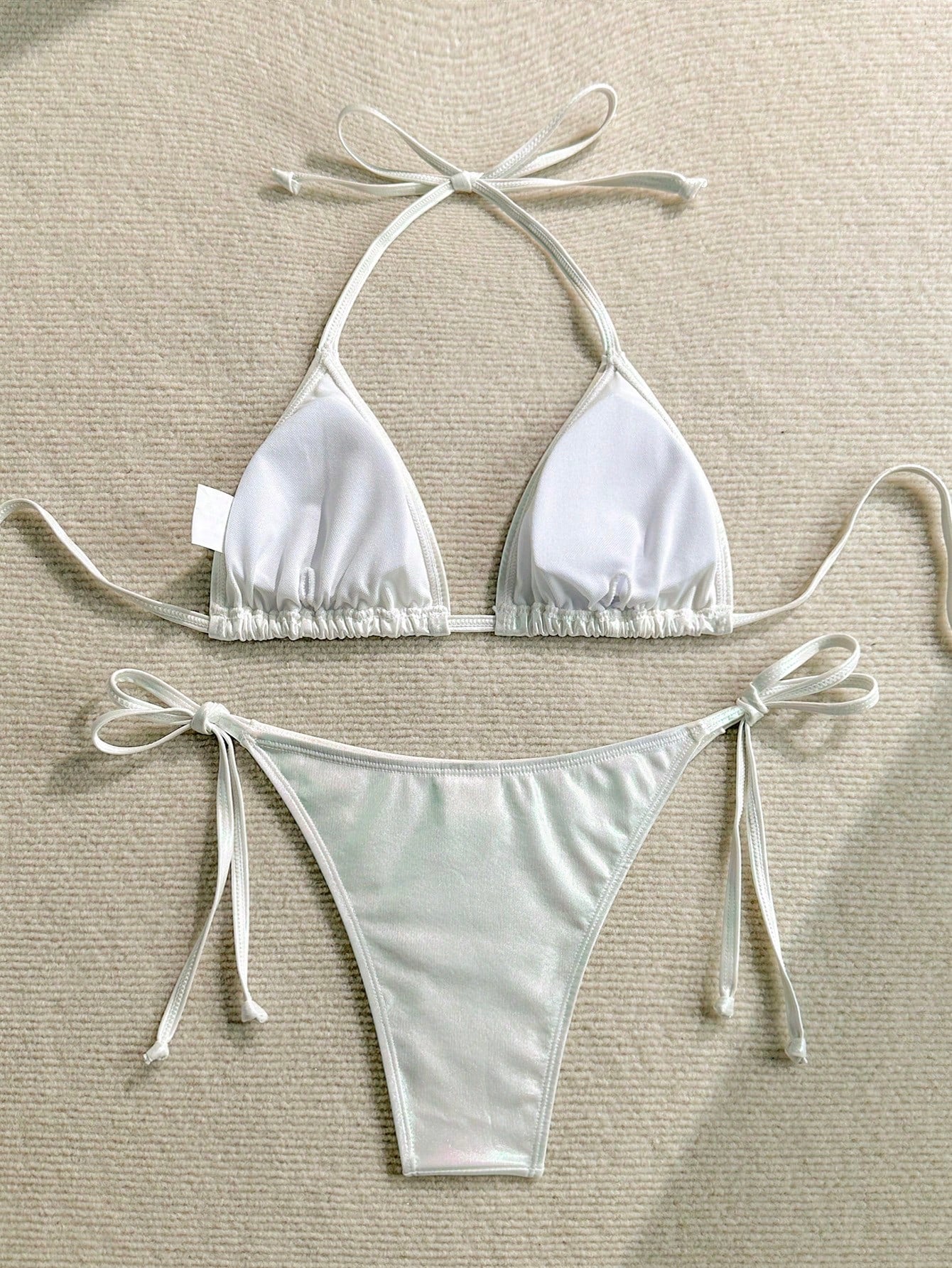 Holographic Bandeau Bikini White