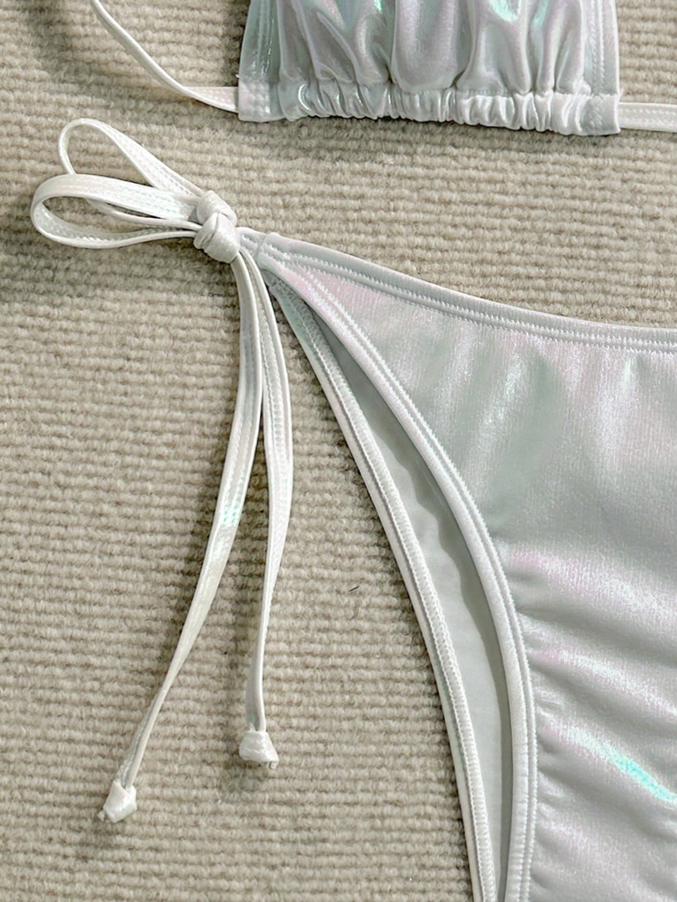 Holographic Bandeau Bikini White