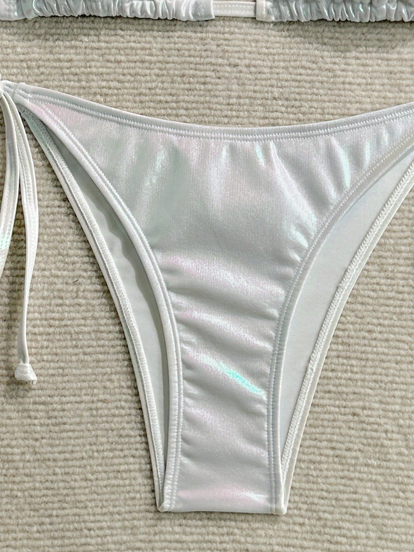 Holographic Bandeau Bikini White