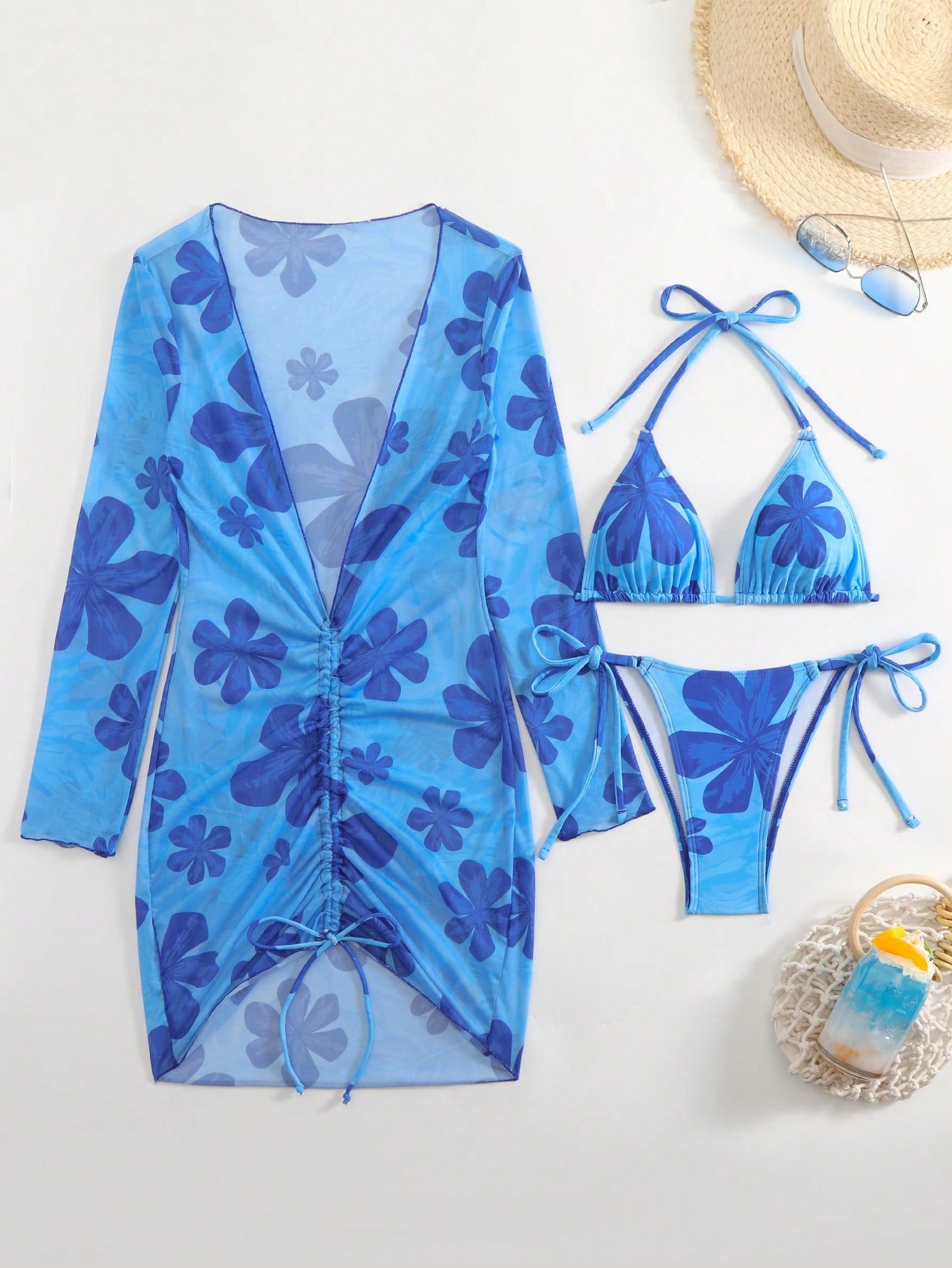 Printed Bikini Set Blue