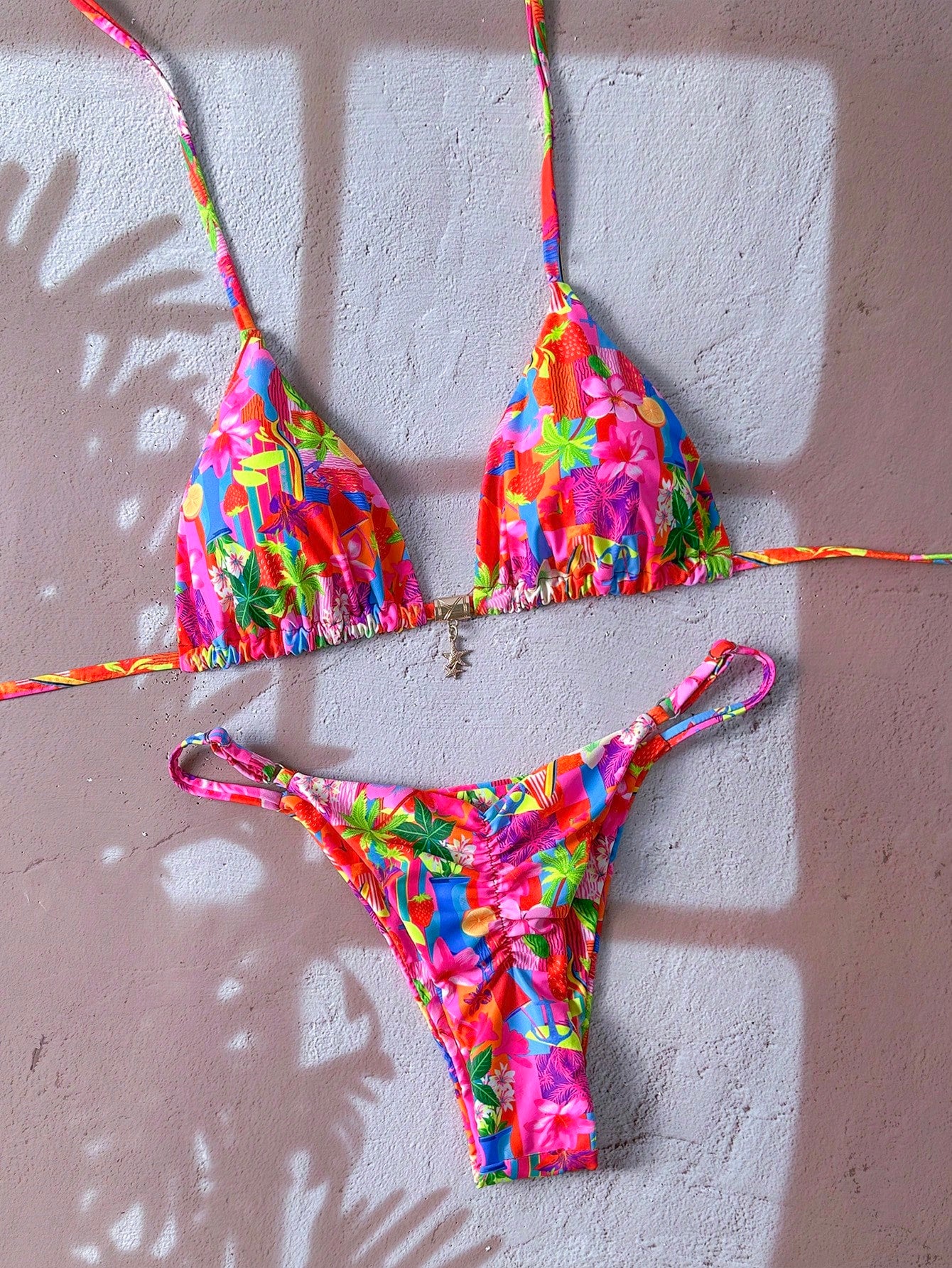 Tie Dye Ruffle Bikini Multicolor