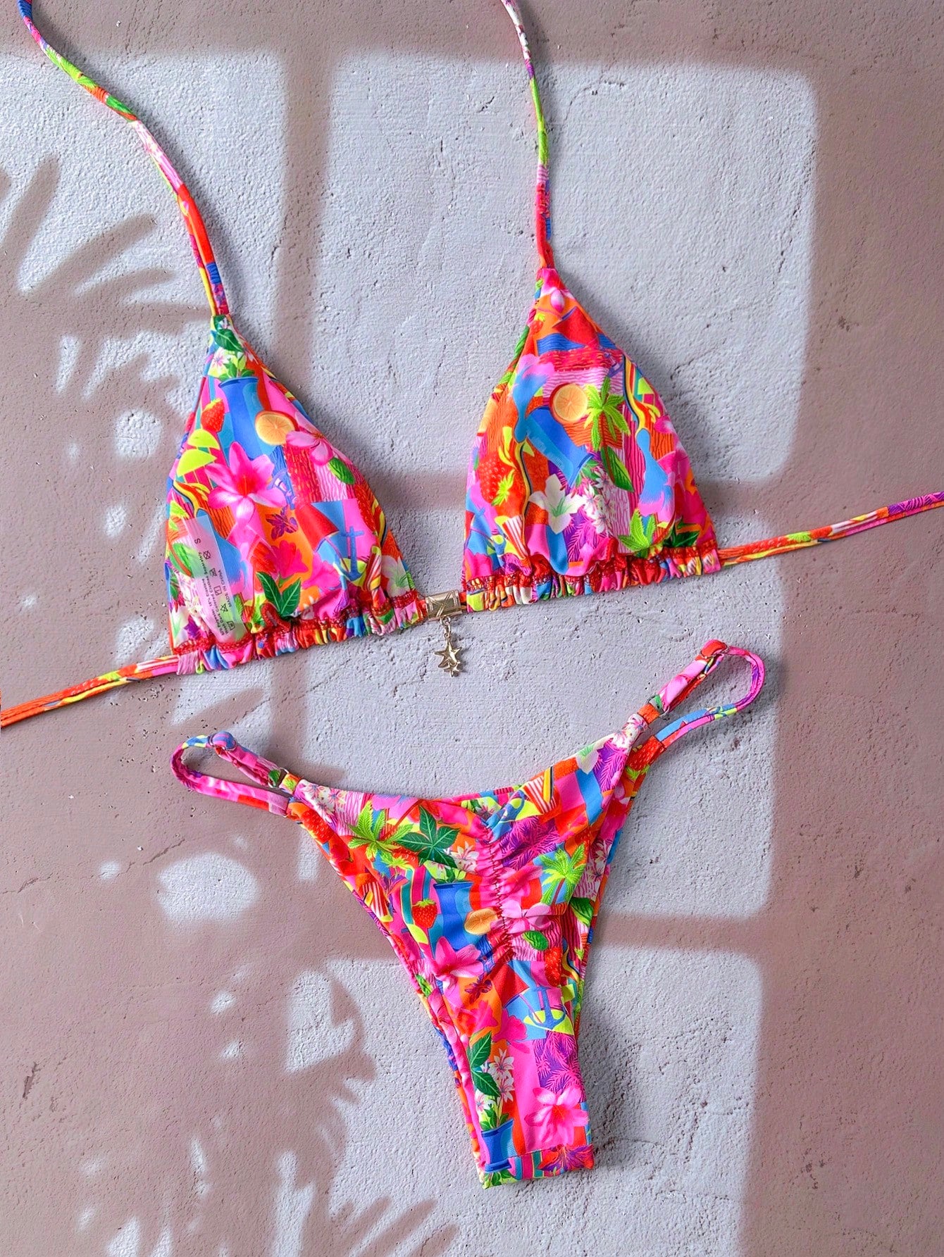 Tie Dye Ruffle Bikini Multicolor