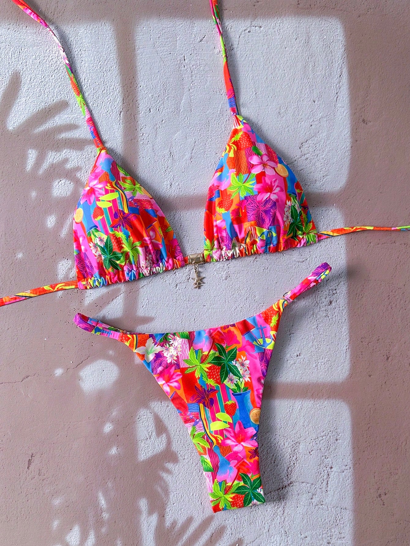 Tie Dye Ruffle Bikini Multicolor