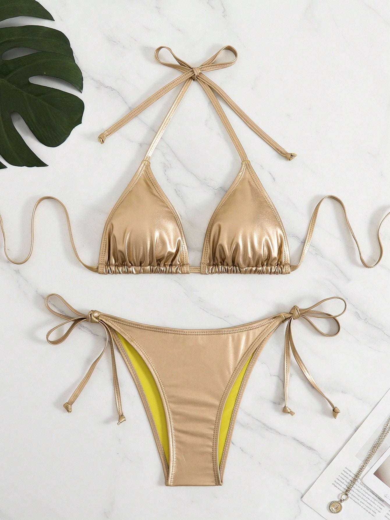 Solid Color Bikini Gold