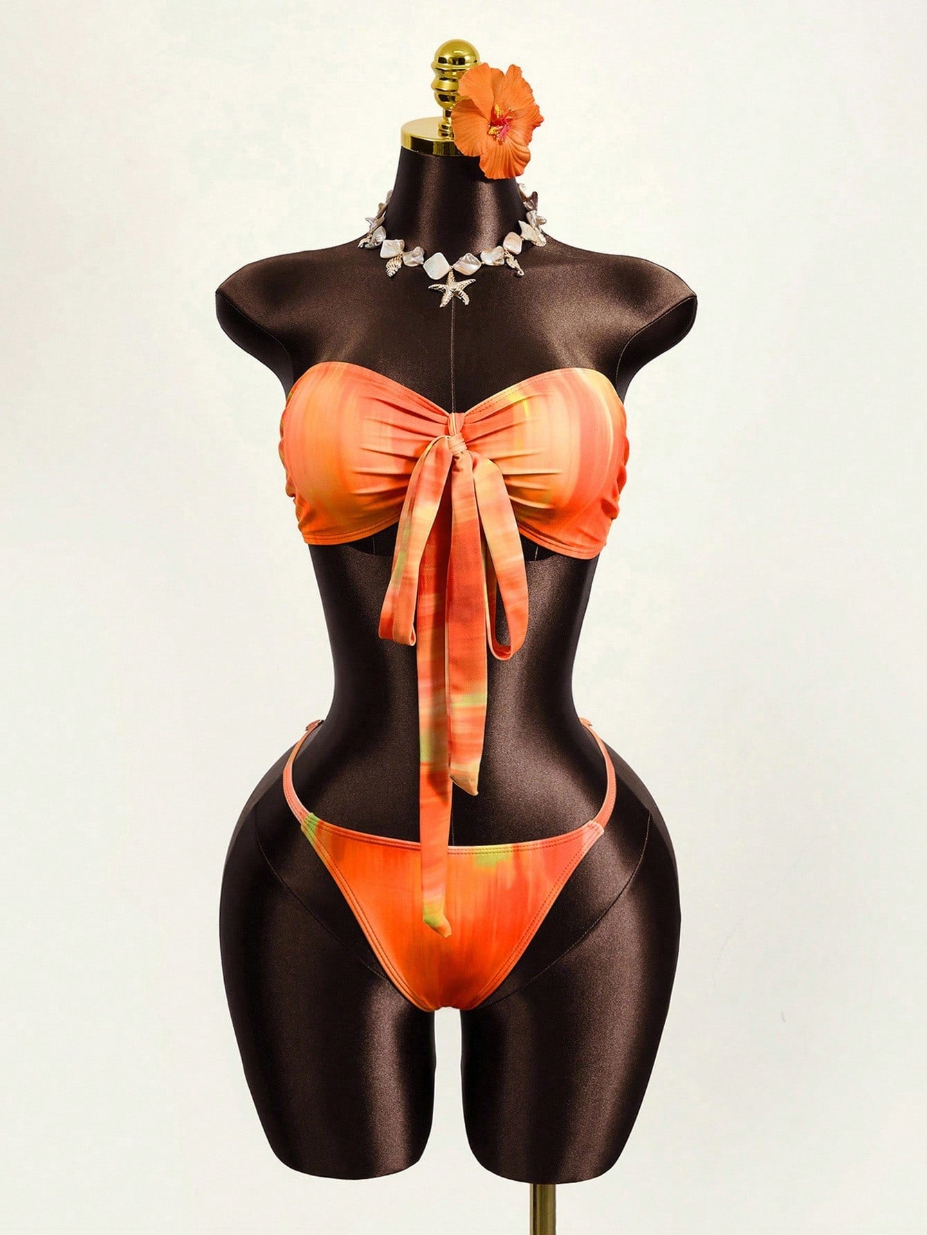 Tie Dye Bandeau Bikini Orange