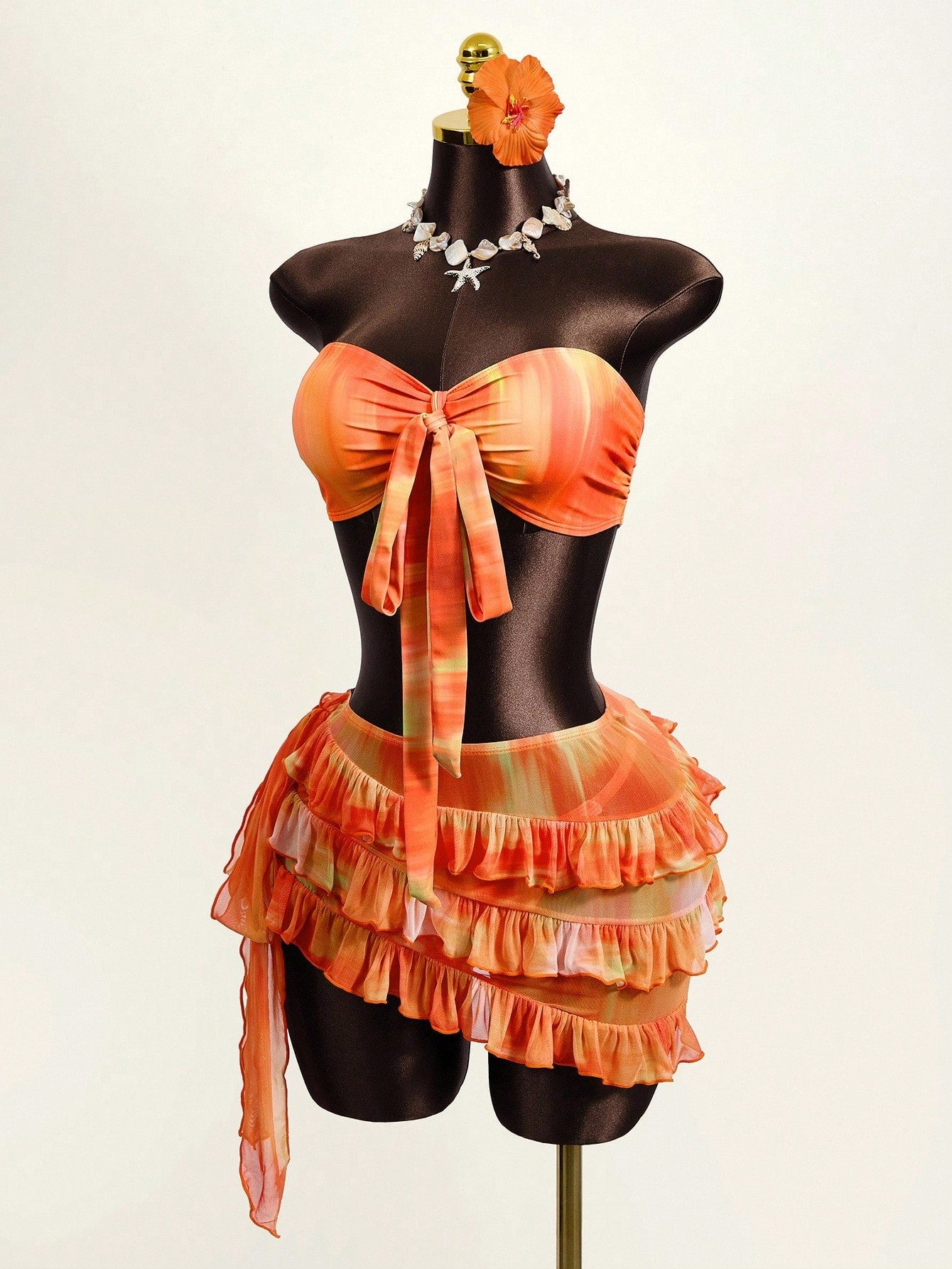 Tie Dye Bandeau Bikini Orange