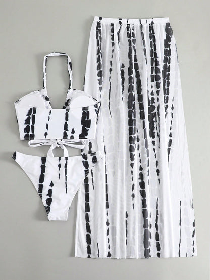 Tie Dye Bikini Black White