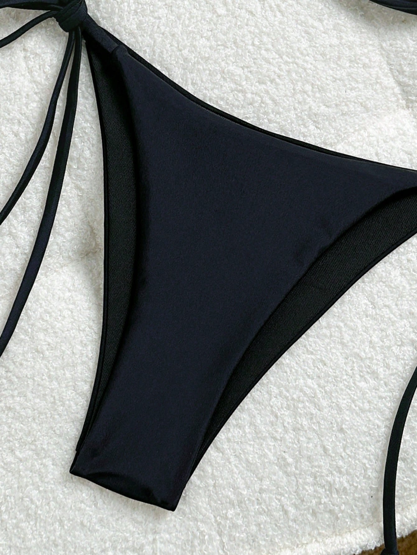 Spaghetti Strap Chest Star Bikini Black
