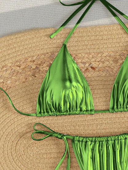 Tie Back Halter Bikini Green