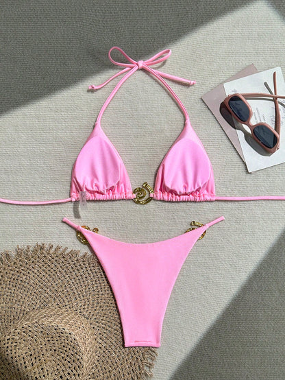 Solid Color Bikini Pink
