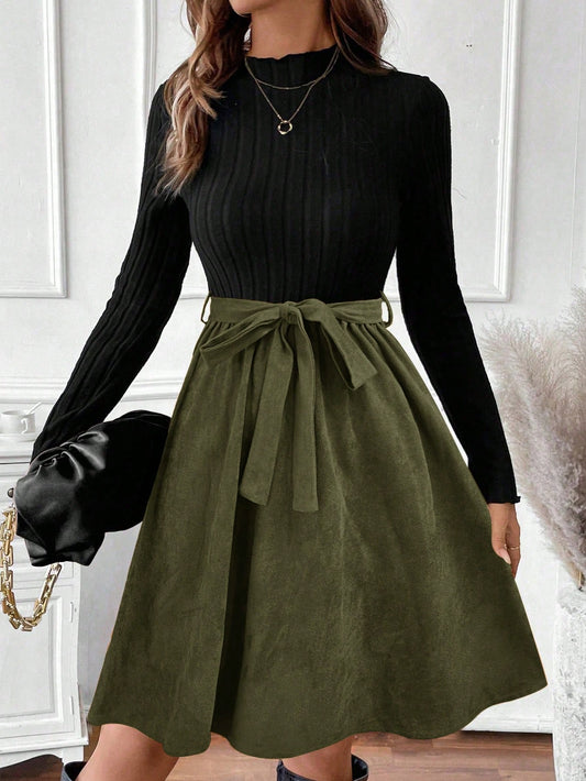 Patchwork Dress Army Green