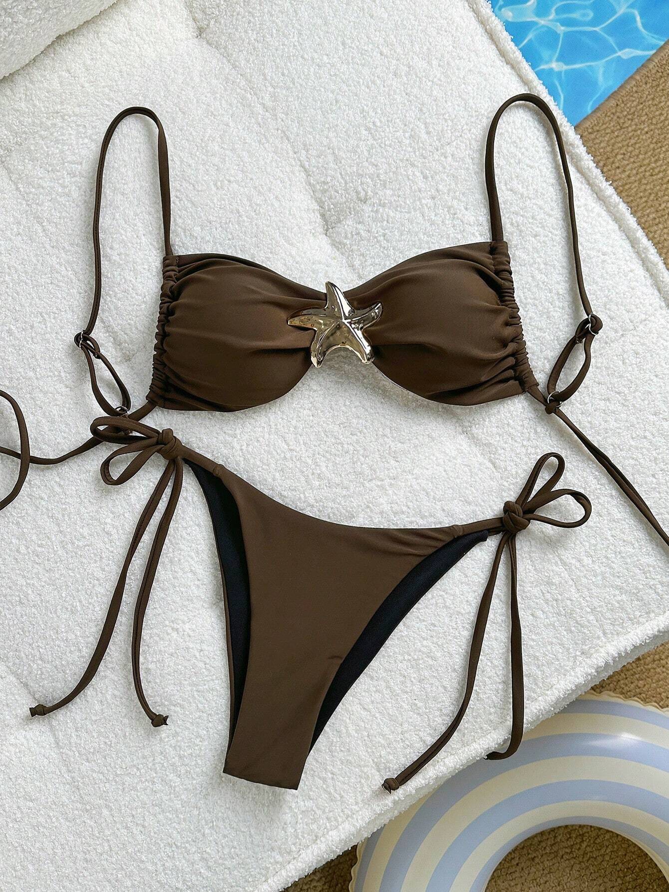 Spaghetti Strap Stars Bikini Coffee