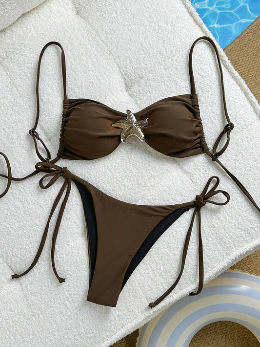 Spaghetti Strap Stars Bikini Coffee