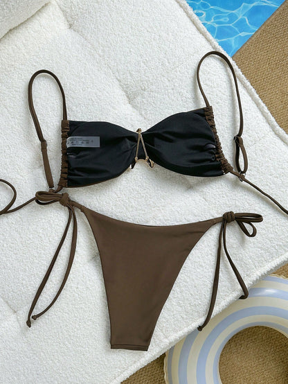 Spaghetti Strap Stars Bikini Coffee