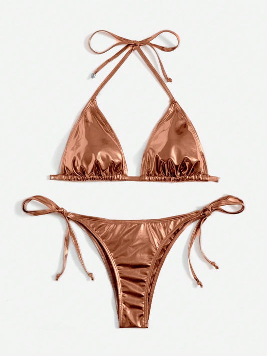 Solid Color Bikini Gold