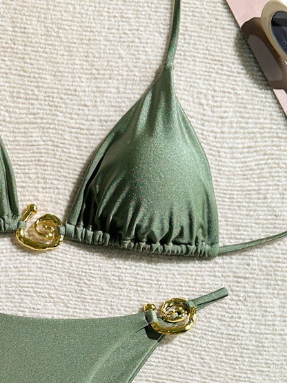 Solid Color Bikini Army Green