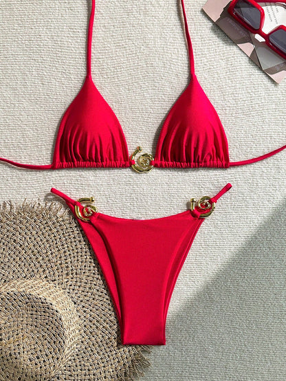 Solid Color Bikini Red