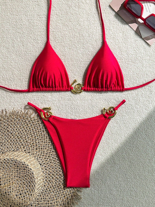Solid Color Bikini Red