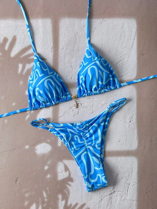 Floral Metal Bikini Set Multicolor