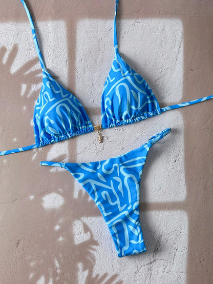 Floral Metal Bikini Set Multicolor