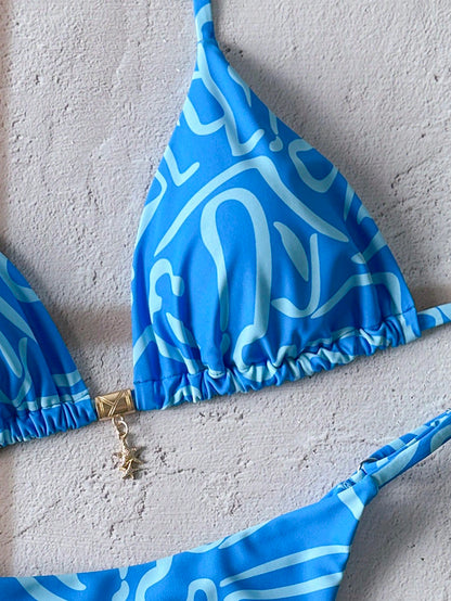 Floral Metal Bikini Set Multicolor