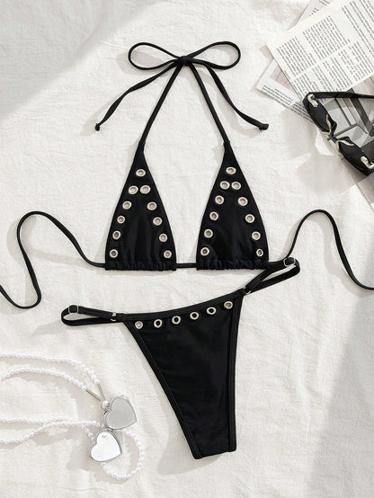 Midnight Rivet Bikini Set Black