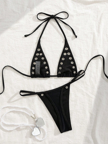Midnight Rivet Bikini Set Black