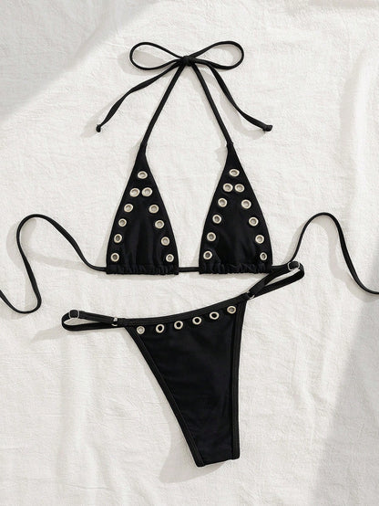 Midnight Rivet Bikini Set Black