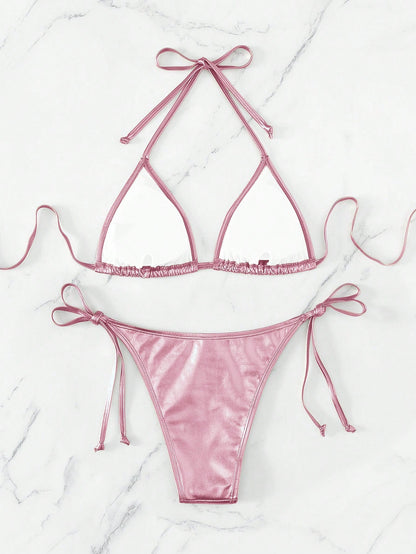 Halter Tie-Up Bikini Pink
