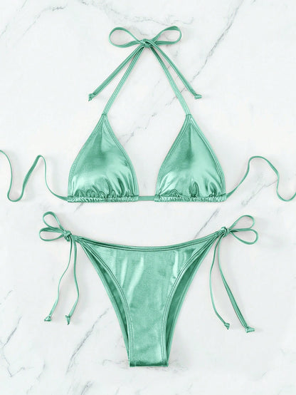 Solid Color Bikini Mint Green