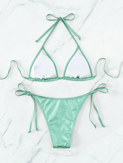 Solid Color Bikini Mint Green