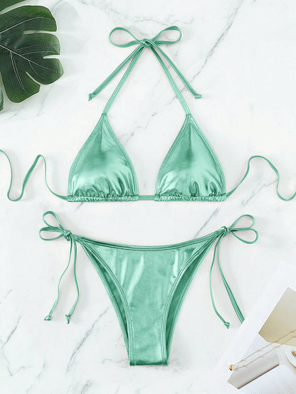 Solid Color Bikini Mint Green