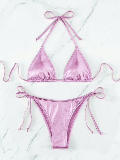 Solid Color Bikini Mauve Purple