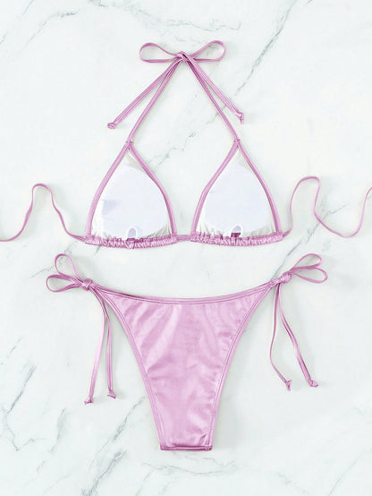 Solid Color Bikini Mauve Purple